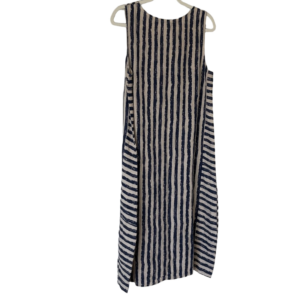 MARIE LA LUNE: 100% linen Made in Italy Striped Sleeveless Shirt Dress NWT - Picture 4 of 9